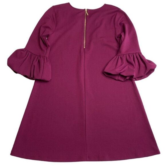 Nina Leonard Purple Magenta‎ Shift 3/4 Sleeve Dress Sz Medium - Picture 6 of 7